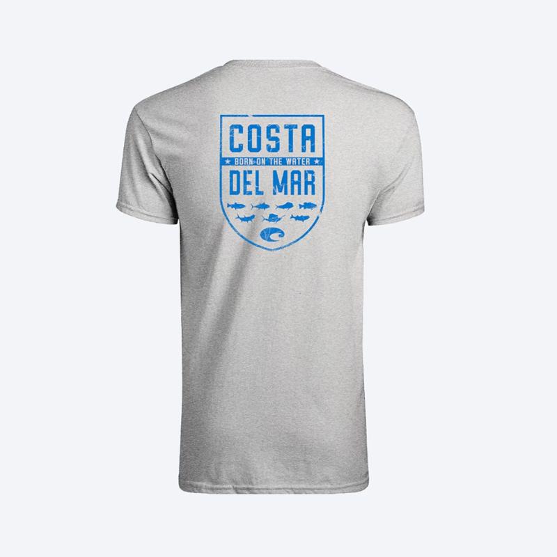 Costa L Short Sleeve Men's Crew Neck Heather Gray Species Shield Tee Shirt