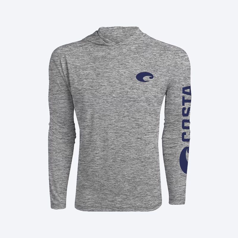 Costa L Long Sleeve Men's Crew Neck Heather Gray Tee Shirt