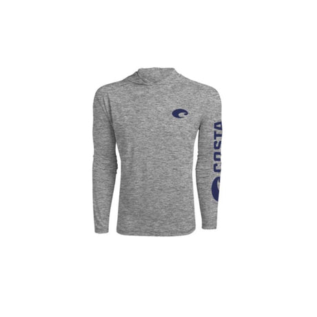 Costa XL Long Sleeve Men's Hooded Heather Gray Technical Hood Tee Shirt