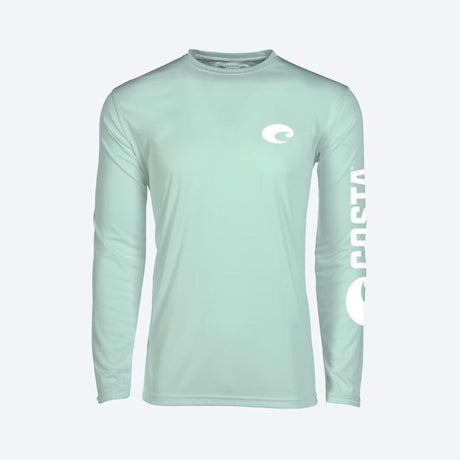 Costa M Long Sleeve Men's Crew Neck Mint Technical Crew Tee Shirt
