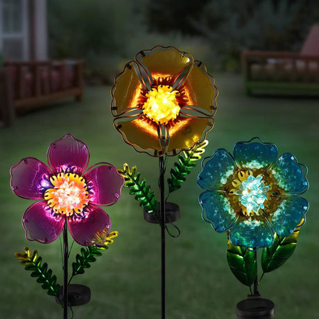Exhart Multicolored Glass/Metal 33 in. H Pansy Flowers Yard Stake, Pack of 12