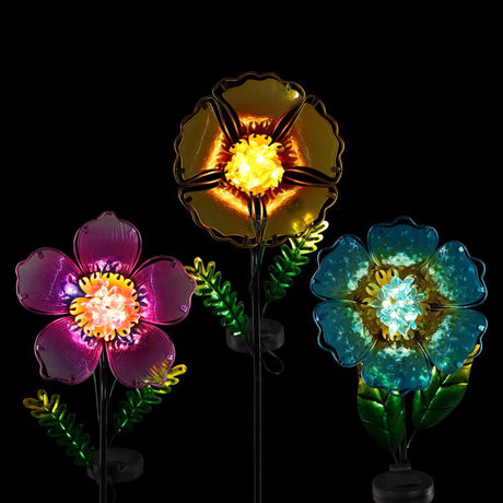 Exhart Multicolored Glass/Metal 33 in. H Pansy Flowers Yard Stake, Pack of 12