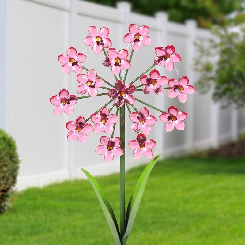 Exhart Pink Acrylic/Metal 31 in. H Flower Garden Yard Stake, Pack of 6