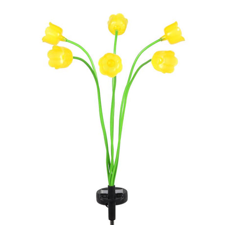 Exhart Yellow Metal/Plastic 27 in. H Flower Spray Solar Garden Stake, Pack of 12