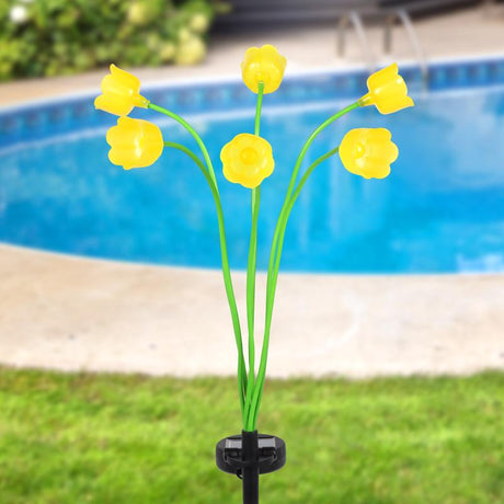 Exhart Yellow Metal/Plastic 27 in. H Flower Spray Solar Garden Stake, Pack of 12
