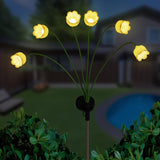 Exhart Yellow Metal/Plastic 27 in. H Flower Spray Solar Garden Stake, Pack of 12