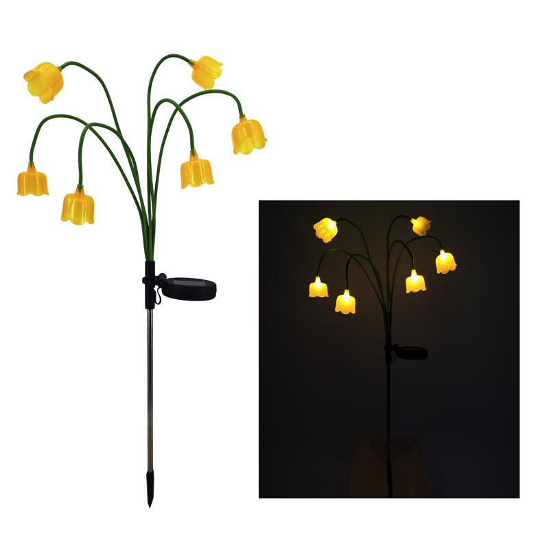 Exhart Yellow Metal/Plastic 27 in. H Flower Spray Solar Garden Stake, Pack of 12