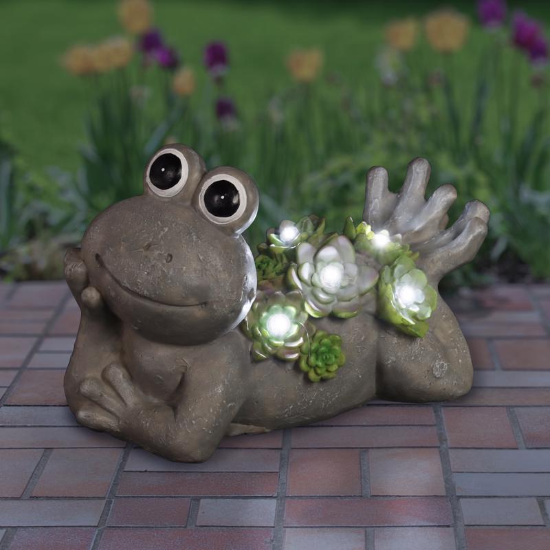 Exhart Assorted Resin 7.5 in. H Frog w/Succulents Statue, Pack of 4