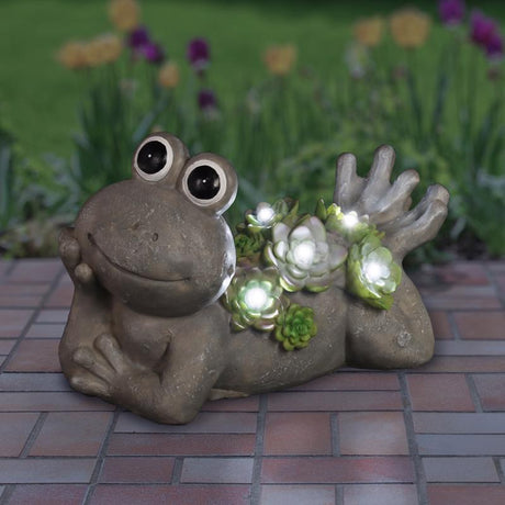 Exhart Assorted Resin 7.5 in. H Frog w/Succulents Statue, Pack of 4