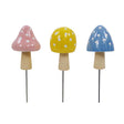 Alpine Multicolored Ceramic 11 in. H Mushroom Planter Stake, Pack of 9