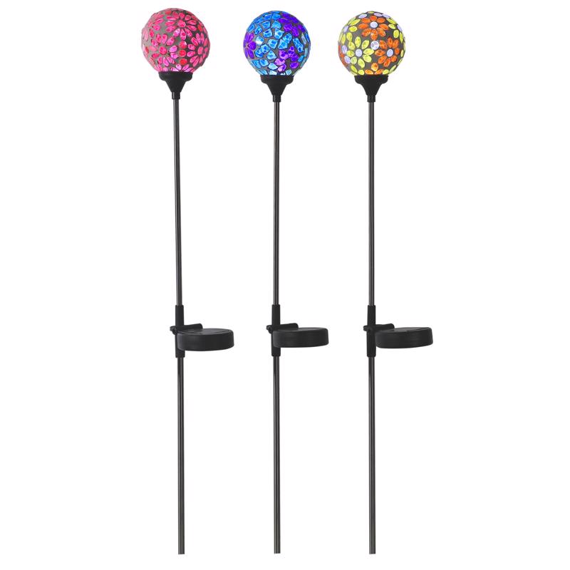 Alpine Multicolored Acrylic/Glass/Metal 32 in. H Solar Garden Stake, Pack of 12