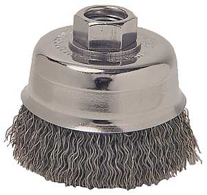 Weiler 36031 Wire Cup Brush, 3 in Dia, 5/8-11 Arbor/Shank, Carbon Steel Bristle