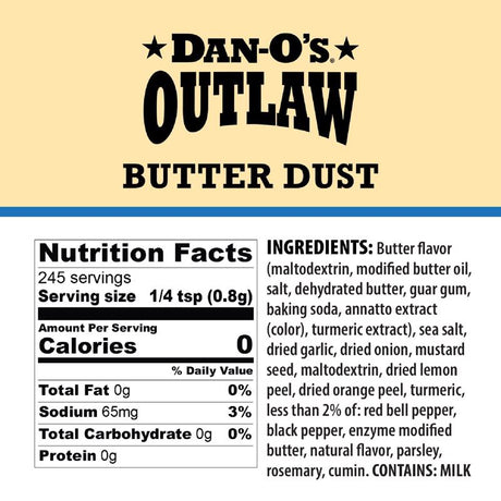 Dan-O's Outlaw Butter Dust BBQ Seasoning 6.9 oz