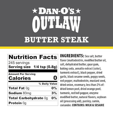 Dan-O's Outlaw Butter Steak BBQ Seasoning 6.9 oz