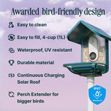 Bird Buddy 4 cups Plastic Perch Extender Smart-Enabled Smart Solar Camera Bird Feeder 1 ports