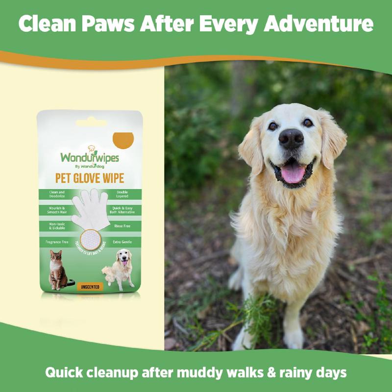 Wondurdog White Unscented All Pets Glove Wipes 8.2 oz 6 pk
