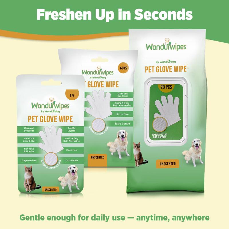 Wondurdog White Unscented All Pets Glove Wipes 8.2 oz 6 pk