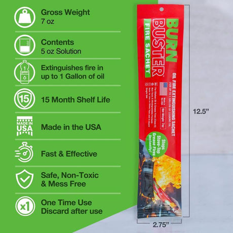 BurnBuster 5 oz Fire Suppressant Sachet For Kitchen