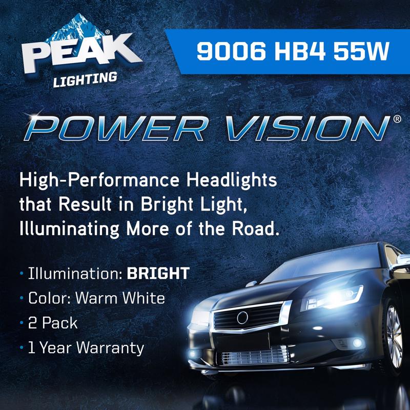 Peak Power Vision Halogen Forward Lighting Automotive Bulb 9006