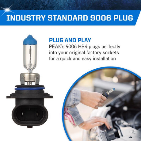 Peak Power Vision Halogen Forward Lighting Automotive Bulb 9006