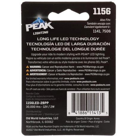 Peak LED Forward Lighting Miniature Automotive Bulb 1156