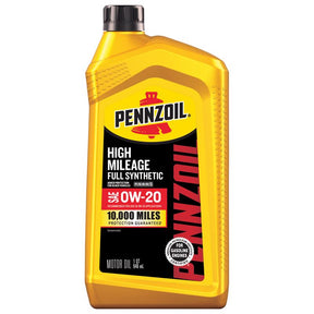 Pennzoil Full Synthetic 0W-20 High Mileage Motor Oil 1 qt 1 pk, Pack of 6