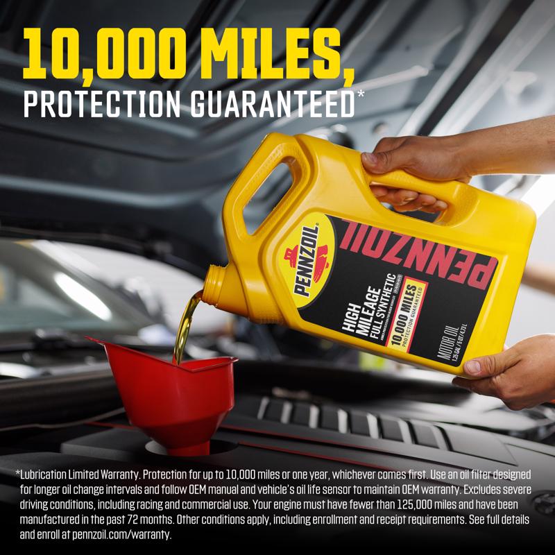 Pennzoil Full Synthetic 5W-20 High Mileage Motor Oil 5 qt 1 pk, Pack of 3
