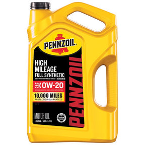 Pennzoil Full Synthetic 0W-20 High Mileage Motor Oil 5 qt 1 pk, Pack of 3