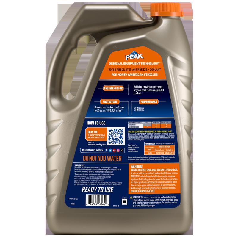 Peak NA Orange 50/50 Antifreeze/Coolant 1 gal, Pack of 6
