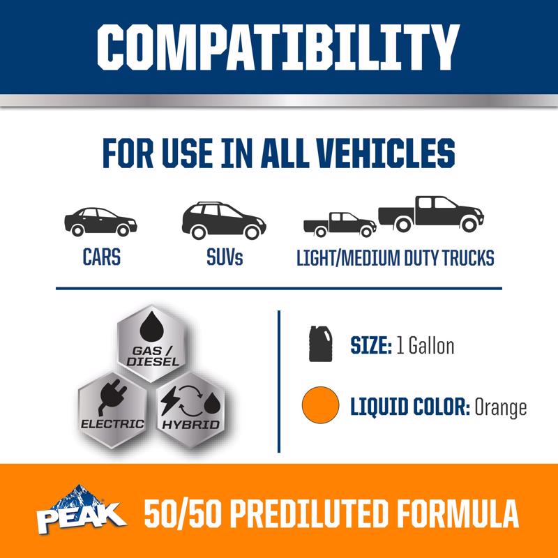 Peak NA Orange 50/50 Antifreeze/Coolant 1 gal, Pack of 6