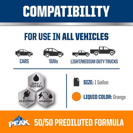 Peak NA Orange 50/50 Antifreeze/Coolant 1 gal, Pack of 6