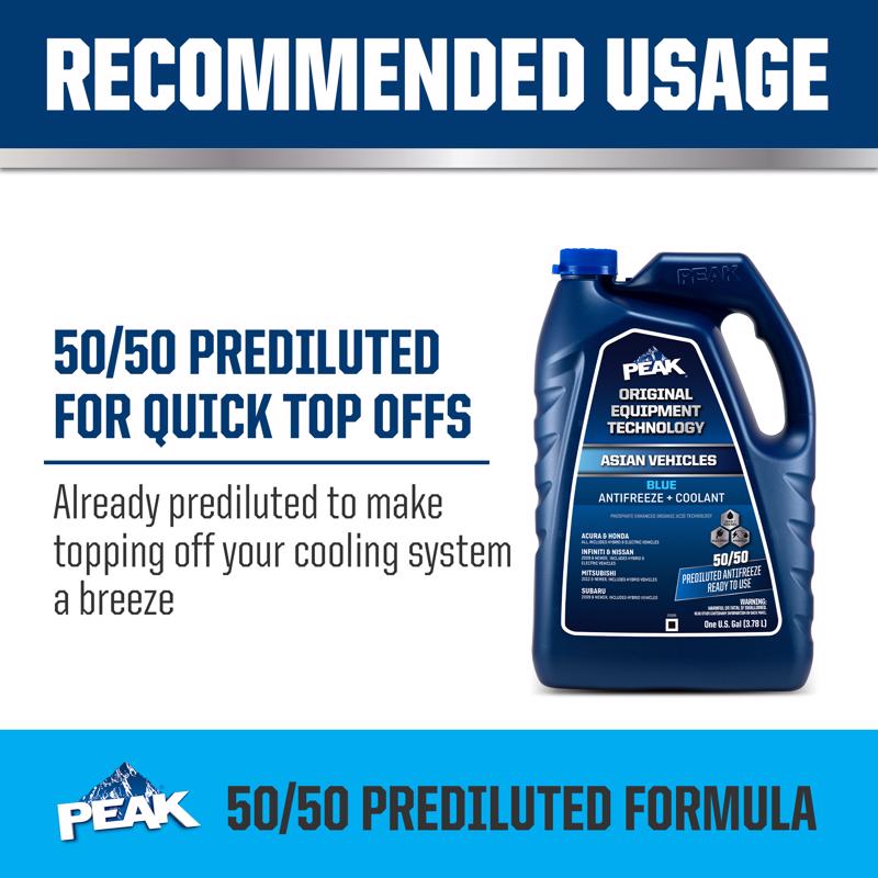 Peak Asian Blue 50/50 Antifreeze/Coolant 1 gal, Pack of 6