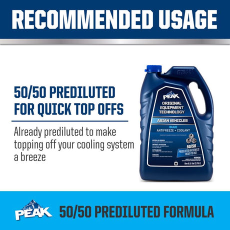 Peak Asian Blue 50/50 Antifreeze/Coolant 1 gal, Pack of 6