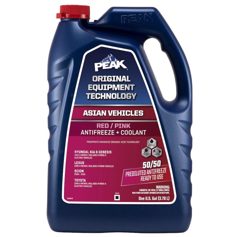 Peak Asian Red/Pink 50/50 Antifreeze/Coolant 1 gal, Pack of 6