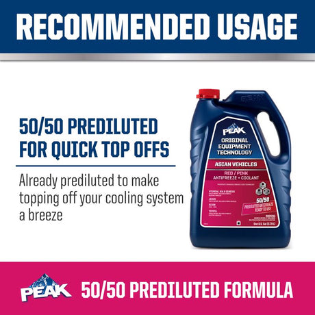 Peak Asian Red/Pink 50/50 Antifreeze/Coolant 1 gal, Pack of 6