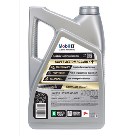 Mobil 1 Extended Peformance 0W-20 Gasoline Synthetic Motor Oil 5 qt, Pack of 3