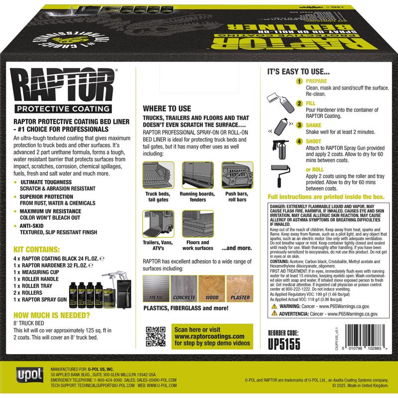 Raptor 2K Black Truck Bed Coating Kit 1 gal