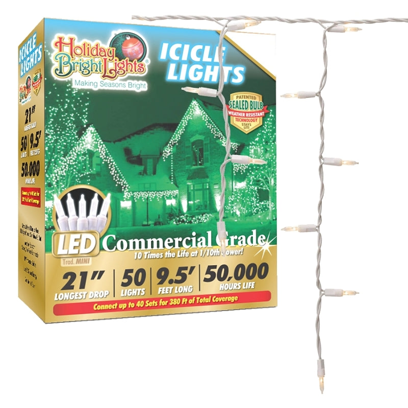 Holiday Bright Lights LEDBX-T570IC-WW Icicle Light Set, 70-Lamp, LED Lamp, Warm White Light, 50,000 hr Average Life