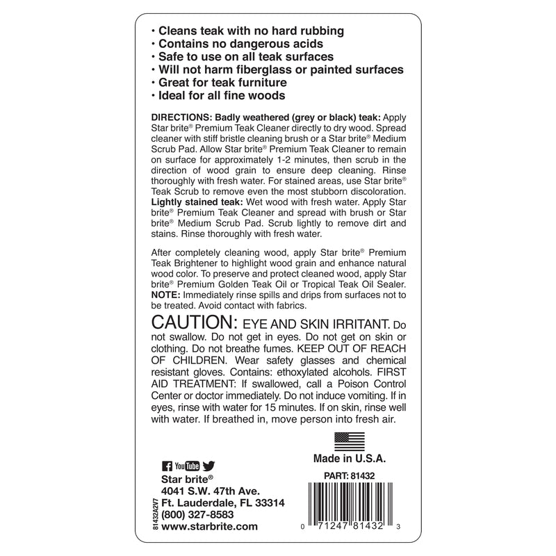 Star brite Teak Cleaner Liquid 32 oz