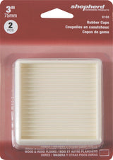 Shepherd Hardware 9168 Caster Cup, Square, 3 in Dimensions, Rubber, Off-White, 2/PK