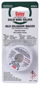 Oatey 53014 Leaded Wire Solder, 1/4 lb Carded, Solid, Silver, 361 to 421 deg F Melting Point