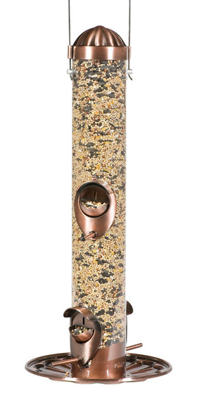 Perky-Pet Wild Bird and Finch 1.8 lb Copper 2-in-1 Bird Feeder 4 ports, Pack of 2