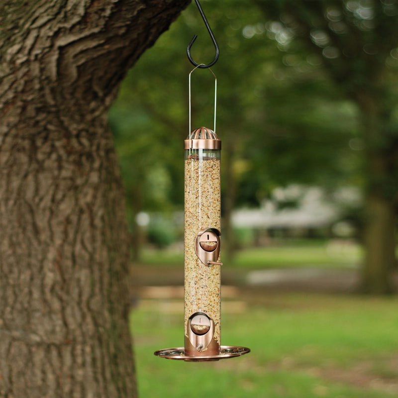 Perky-Pet Wild Bird and Finch 1.8 lb Copper 2-in-1 Bird Feeder 4 ports, Pack of 2