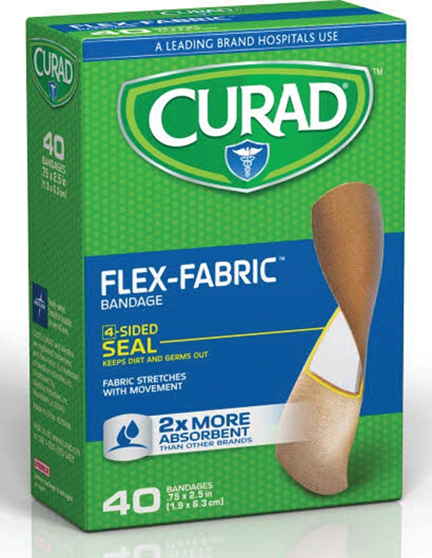 Curad CUR45245 Adhesive Bandage, 3/4 in W, 2-1/2 in L, Fabric Bandage