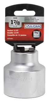 Vulcan MT-SS6060 Drive Socket, 1-7/8 in Socket, 3/4 in Drive, 12-Point, Chrome Vanadium Steel, Chrome