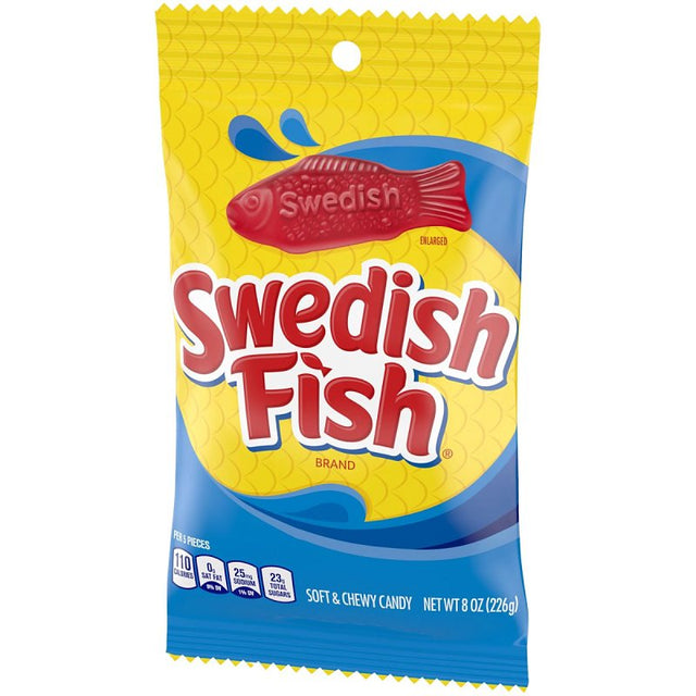 Swedish Fish 480985 Candy, Chewy, Soft, Fruit, 8 oz Bag, Pack of 12