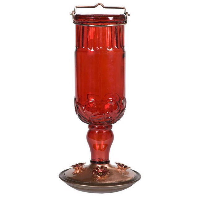Perky-Pet Hummingbird 24 oz Copper/Glass Antique Bottle Nectar Bird Feeder 4 ports, Pack of 2