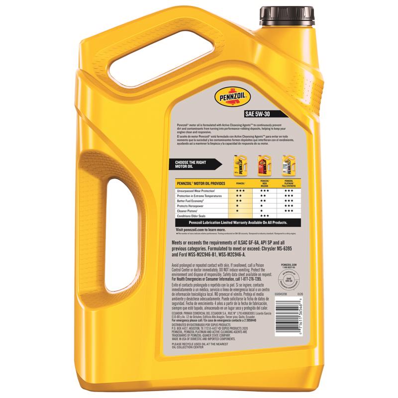 Pennzoil 5W-30 4-Cycle Synthetic Blend Motor Oil 5 qt 1 pk, Pack of 3