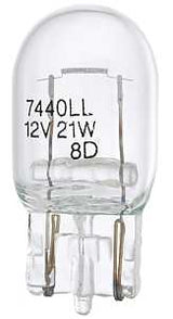 Peak 7440LL-BPP Miniature Automotive Bulb, 13.5 V, 25 W, Incandescent Lamp, Wedge, Clear