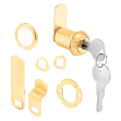 Defender Security U 9946 Drawer and Cabinet Lock, 1-1/8 in L Dimensions, Brass, Keyed Lock, Y13 Yale Keyway